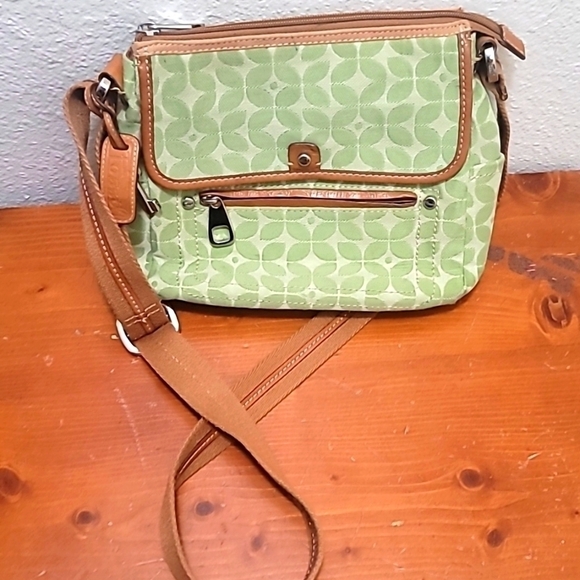 FOSSIL MARLOW CAMERA STYLE GREEN SIGNATURE CROSSBODY TOTE SHOULDER MEDIUM BAG - Picture 4 of 16